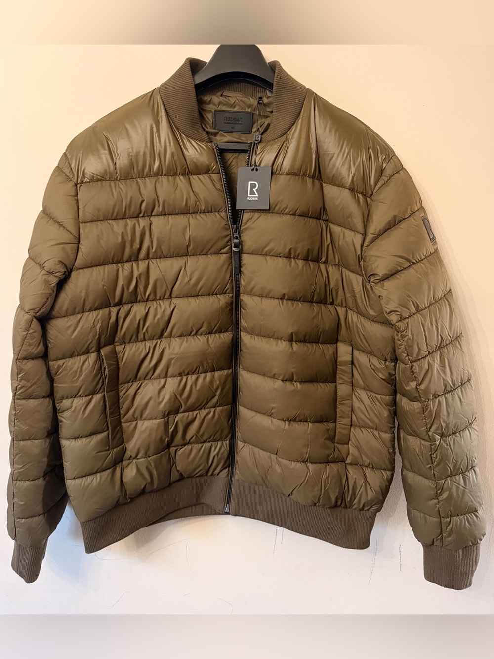 RUDSAK Men’s Olive Green Quilted Puffer Jacket(brand new)